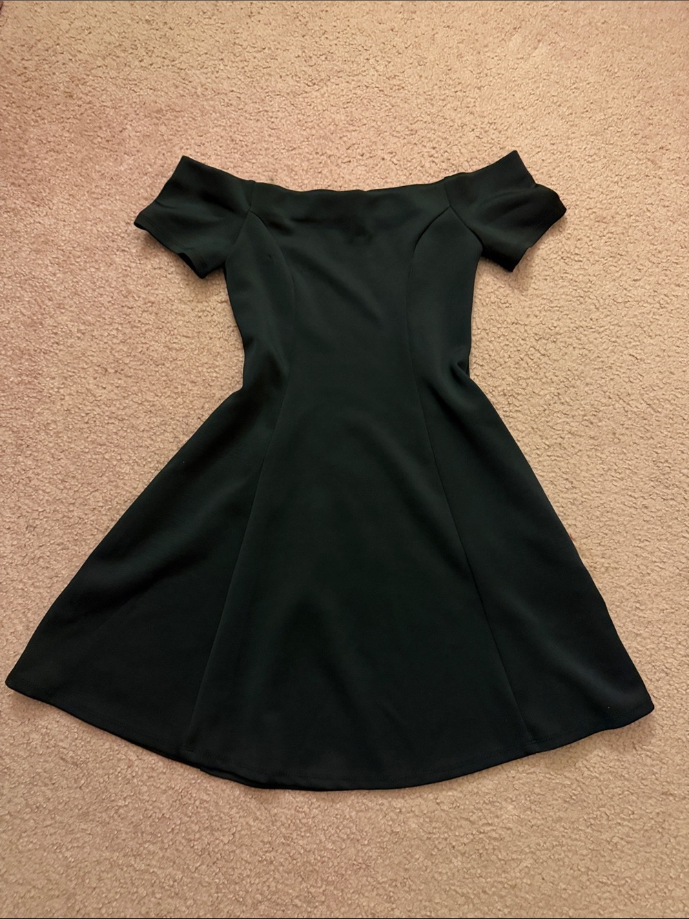 Off-Shoulder Black Fit-and-Flare Dress